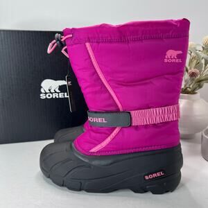 Sorel Flurry Print Adjustable Boot Deep Blush/Tropical Pink Girl's 7 NWB